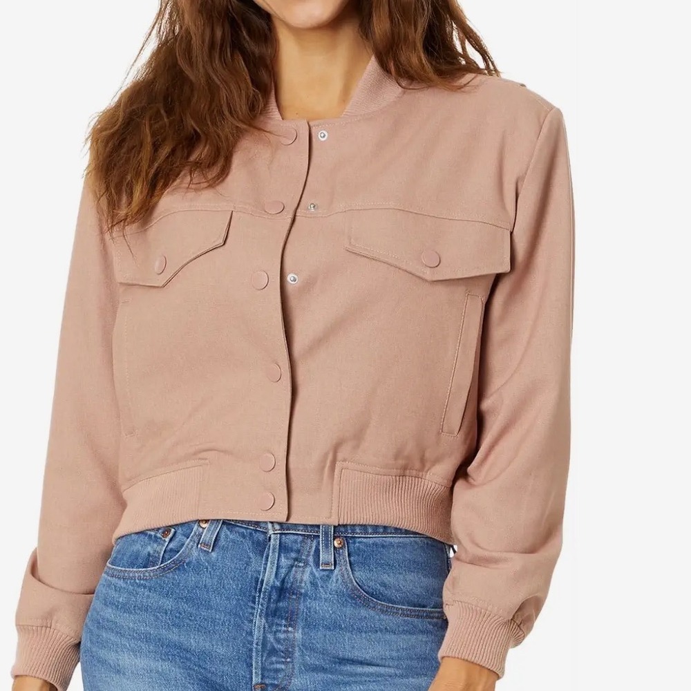 BlankNYC Womens Bomber Jacket Dusty Rose Pink Snap Front 02DN5075 Size M NEW